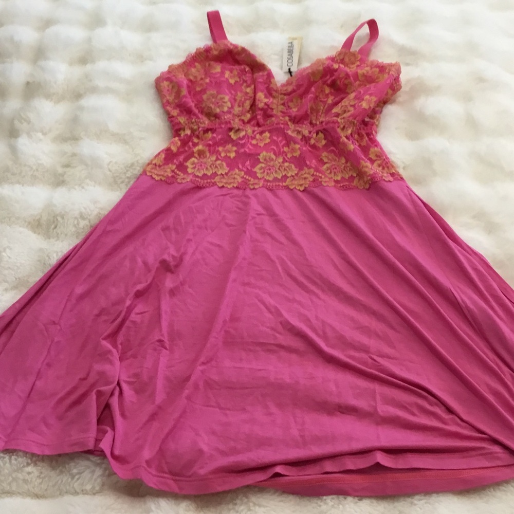 Cosabella Fuchsia Chemise with Gold Lace Bodice